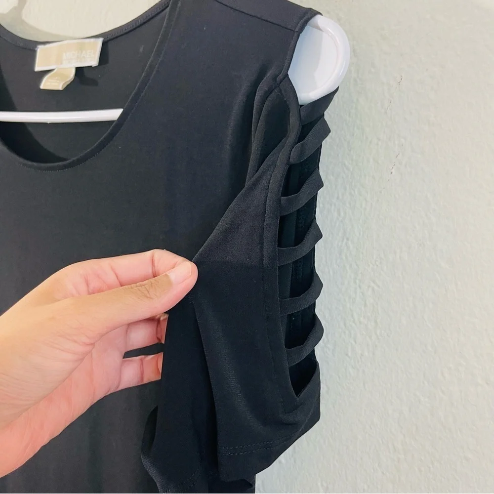 Michael Kors Black Cold Shoulder Tee Women Size Medium